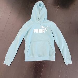 Puma Light Blue Hoodie with Logo, Size S